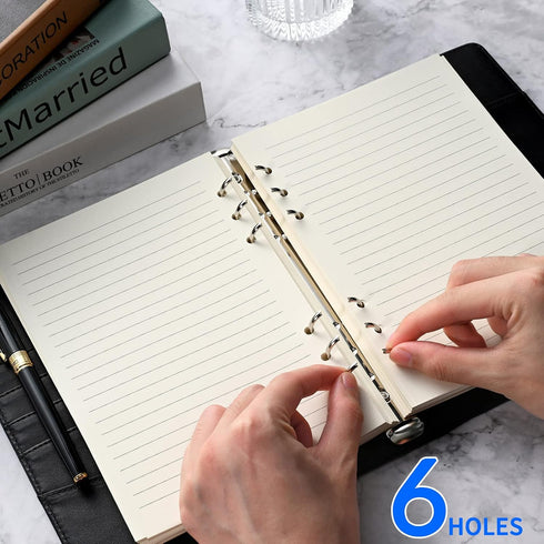 Tofun A5 A5 6-Ring 8mm 80 160 Line Refill Paper, Binder Refills for Binders Planner Traveller Journal Notebook Dairy