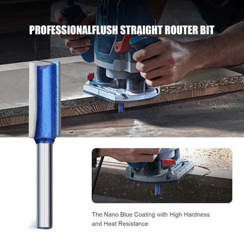 NIBBLAX Set, 1/4" 1/4",5/16",3/8",1/2" Router Bit Straight Router Bit Shank, Flush Trim Cut Router Bit for Woodworking