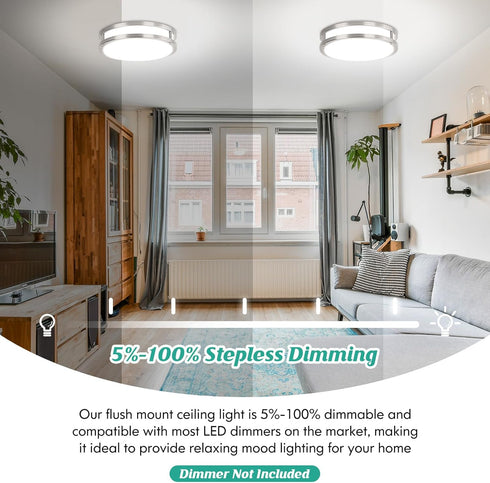 10 Inch 30W 4000LM Dimmable, 2700K-6500K 2-Pack Brightever LED Ceiling Light Fixture, Modern Flush Mount Ceiling Lamps