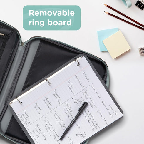 Zipper Binder, 1 Inch 3 Rings with Internal Pockets, 375 Sheet Capacity, Fits Standard Size File Folders