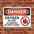 SmartSign U9-1266-NP "Danger - Oxygen In Use, No Smoking Or Open Flames" Sign | 10" x 14" Plastic Black/Red on White