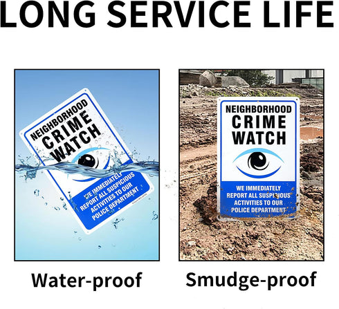 2-Pack Neighborhood Crime Watch Sign - We Report All Suspicious Activities to Our Police Department, 12"x 8" Aluminum