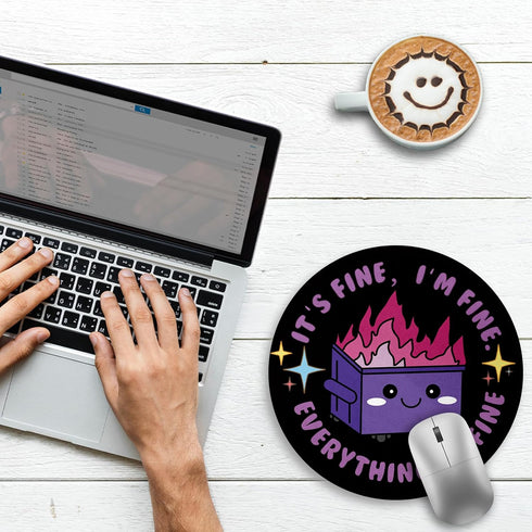 Gctriki Dumpster on Fire Mouse Pad, Cute Round Mouse Pads for Desk, Funny Purple Mousepad for Laptop Gaming