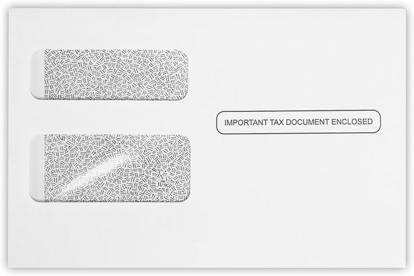 LUXPaper Double Window Tax Envelopes - Form W-2/1099, Security Tint, 5 3/4" x 8 7/8", White, 50 Qty