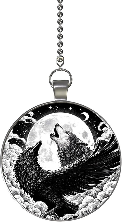 Wolf and Raven Moon Glow in the Dark Double Sided Ceiling Fan