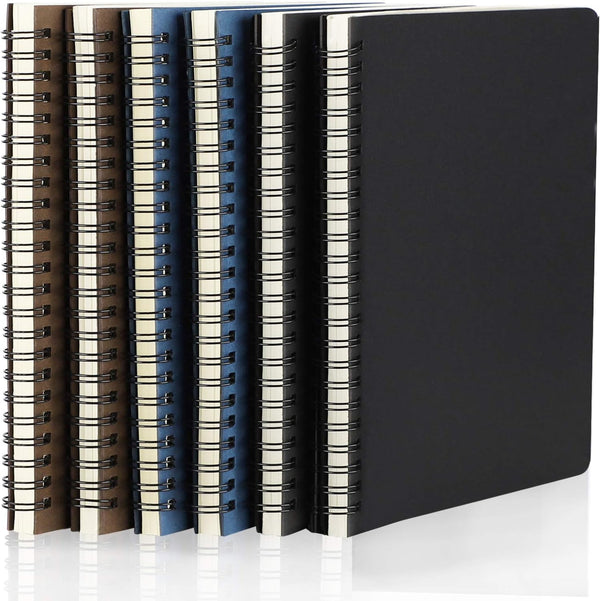 EUSOAR Spiral Lined Notebook, A5 6 Packs, 120 Pages, 5.5"X8.3" Travel Writing Notebooks for College