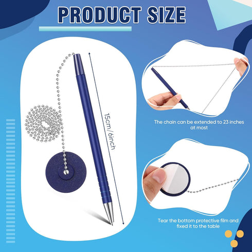 Secure Pen with Adhesive Pen Chain and Security Blue Ink Pen Holder for Home Office Supplies (20 Pieces) by Pasimy