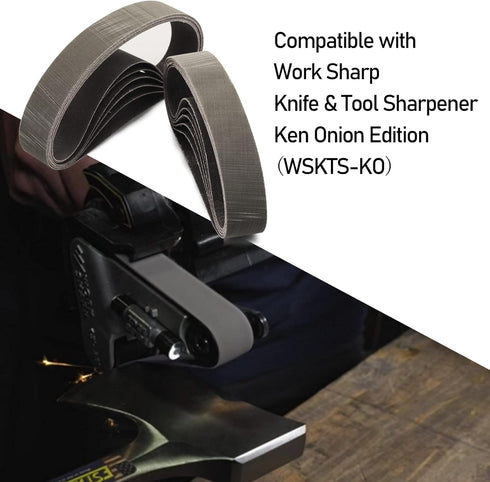 3/4" x 12" Replacement Sanding Belt, 12 Pack 2500 Fine Grit Sanding Belts for Work Sharp Knife Sharpener