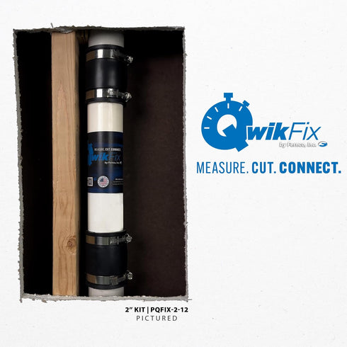 Fernco QwikFix Broken Pipe 3" Coupling Repair Kit for Plastic, Cast Iron, and Steel Pipes in Black