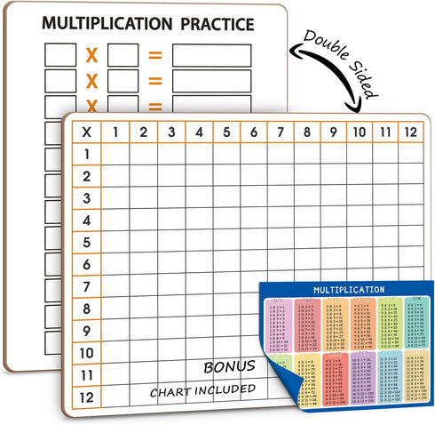 SCRIBBLEDO Dry Erase Multiplication Chart Whiteboard, 11" x 14" Double Sided for Kids Students Classroom