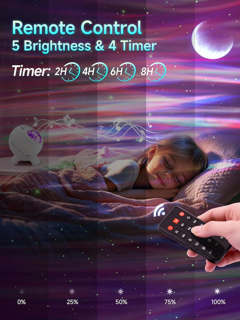 Projector,300+Lighting Bedroom,15 Northern Lights Modes Galaxy Projector for White Noise&Bluetooth Galaxy Projector