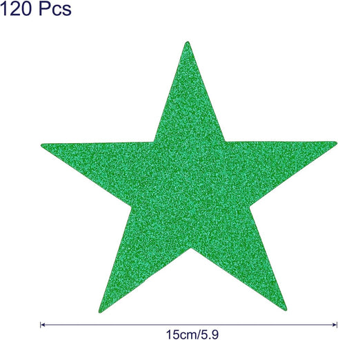 MECCANIXITY Glitters Star Cutouts Paper Five Star Confetti Cutouts for Birthday Party Classroom Wedding Bulletin Board Wall Decorations 5.9 Inches,(Green) Pack of 120 by MECCANIXITY