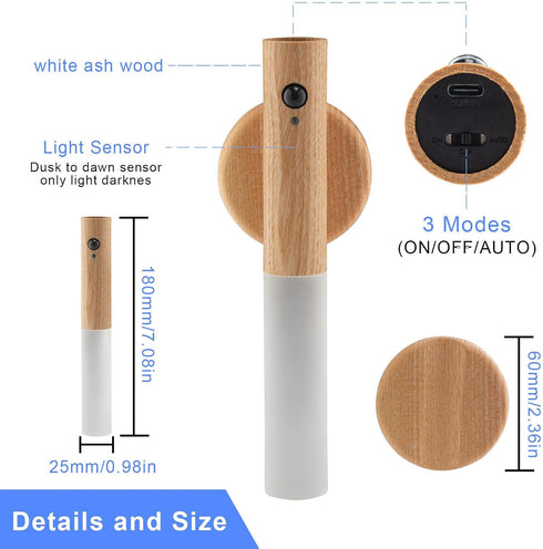 360 1PC) LANDGOO LED Wall Sconces Motion Sensor Lights Portable Lamps Battery Operated Rechargeable Warm Vanity