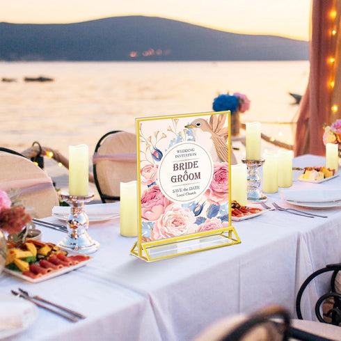 Enayplon 8.5 11, 12 Pack Acrylic Sign Holder x Double Sided Flyer Holder, Table Menu Holder Display Stand for Wedding