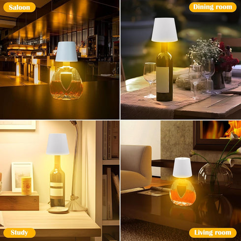 3 Dimming, Wireless Bottle Lamp,Metal Wine Bottle Light with Color Light Waterproof Bottle Touch Lamp Head for Room