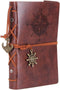 EvZ Leather Writing Journal Notebook, 7 Inches Vintage Nautical Spiral Blank Notepad, Retro Coffee