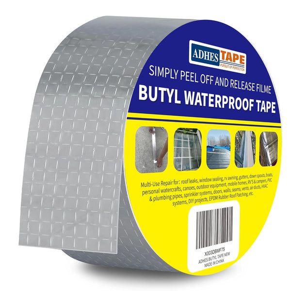 ADHES Butyl Tape Waterproof Aluminum Foil Tape, 2 Inch x 16 Feet for RV Repair, Window, Boat and Pipe Sealing, Silver