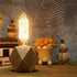E26 60W Bulb) OuXean Small Wood Table Lamp, Bedside Lamp with Diamond Wooden Base Industrial Night Light Boho Deco