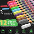 Liquid Erasable Chalk Markers Pens - 12 Colors, Washable & Wet Erase Neon Markers for Blackboard, Glass Window, Kids Art