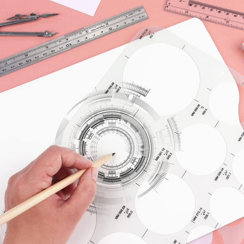 Tamaki Circle Template, Circle Round Stencil for Drafting, Office and School Building Formwork, 3 Pack Sizes