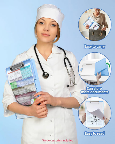 Clearview Clipboard with 2 Storage, Dry Erase 8.5x11 Heavy Duty Clipboards, Aqua Blue