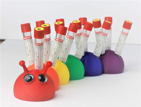 Test Tube Rack, Fun Caterpillar Design, Holds 15 Tubes, 16mm Tube Size (Rainbow)