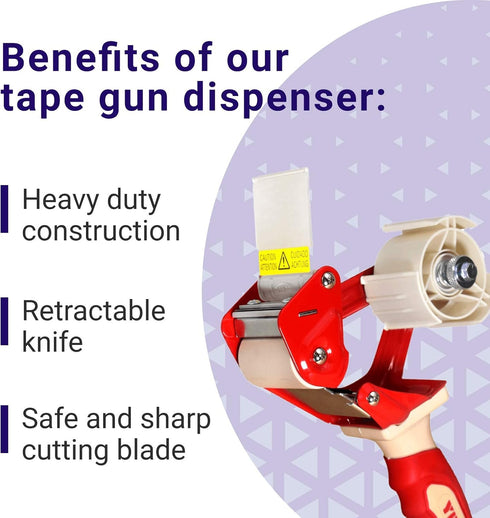 IDL Packaging T235 Heavy Duty Tape Gun Dispenser, Strong Metal Construction, Safe Durable Blade, Rubber Roller & Handle