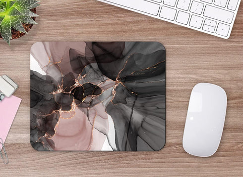 Small Mouse Pad, Rose Gold Marble Design for Laptop, Personalized Portable Travel Mousepad for Wireless Mouse