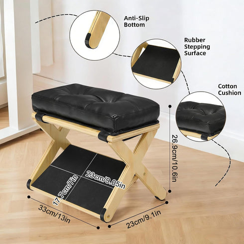 Generic Foot Rest Under Desk, Small Wooden Footstool, Double Layer Ergonomic Foot Stool, Footrest for Under Desk at