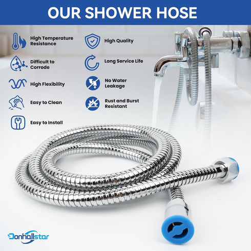 Stainless Steel Shower Head Hose, 59 In Chrome Plated for Hand Held Shower Heads with Copper Core Brass Insert (1)