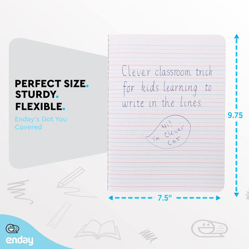 Enday Primary Composition Notebook K-2 - Primary Ruled, 100 Sheets, Blue and Purple (2 Pack)