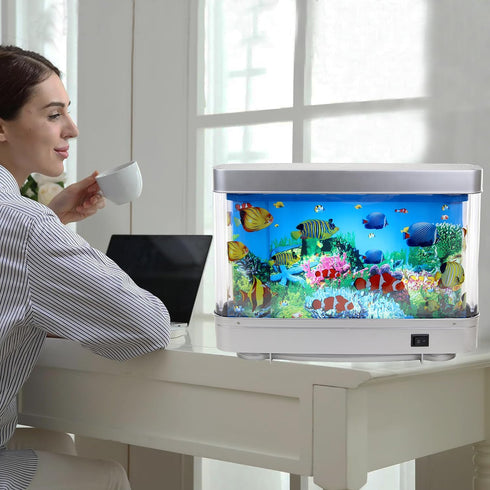 Lightahead Sensory Artificial Aquarium Lamp LED Virtual Fake Fish Tank with Moving Marine Life Animation Ocean