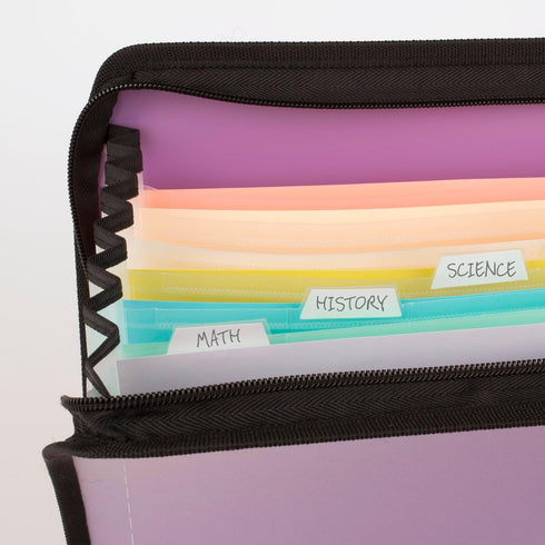 Five Star Expanding File Organizer + Study App, 7-Pocket Accordion File Organizer, Amethyst Purple, Zipper Closure,