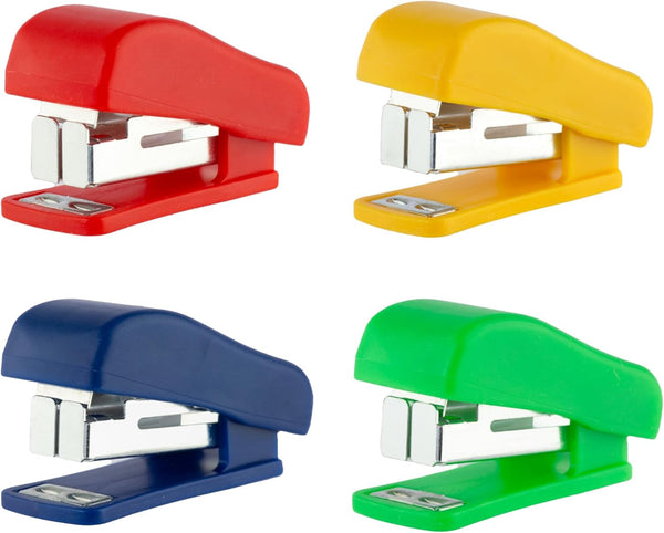 Mini Staplers for Desk, Hand Held Small Staplers Set, Compact Office Stapler, Cute Tiny Desk Stapler (4 Pcs)
