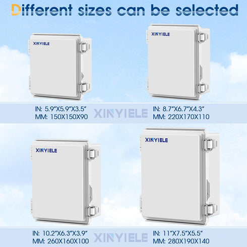 Waterproof Outdoor Project ABS Plastic Junction Box, IP67 Weatherproof Dustproof Enclosure with Hinged Cover, 5.9"X5.9"