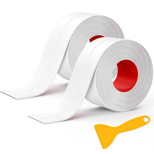 Mokani Caulk Tape, Waterproof Self Adhesive, 2 Rolls White Sealant Strip for Kitchen, Bathroom