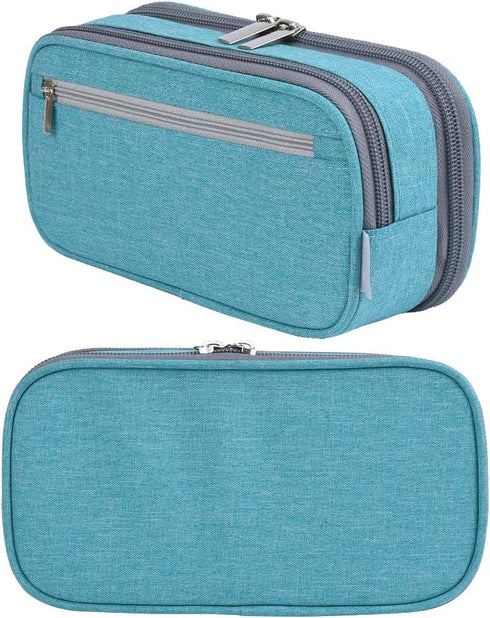 YONZONE Big Capacity Pencil Case - Large Pouch with 3 Multi Compartments for Office Stationery Organizer, Light Blue
