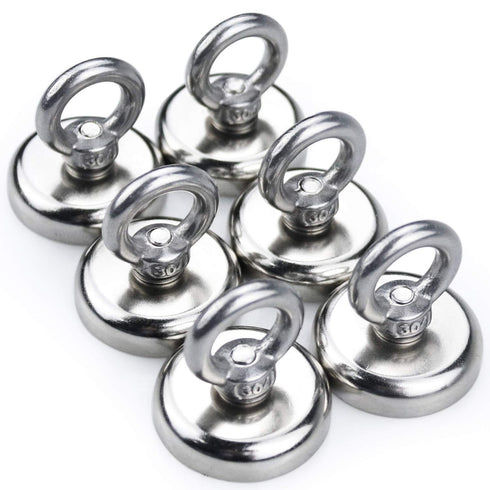 MIKEDE Strong Neodymium Fishing Magnets - 6 Pack, 100 lbs Pulling Force Rare Earth Magnet for Magnetic Fishing