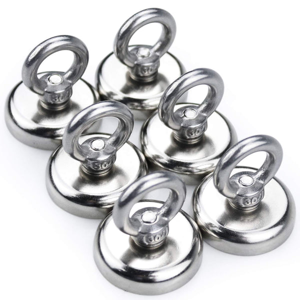 MIKEDE Strong Neodymium Fishing Magnets - 6 Pack, 100 lbs Pulling Force Rare Earth Magnet for Magnetic Fishing