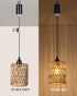 Bulb, 4*AA (2) Battery Operated Chandelier, Battery Hanging Pendant Light, Rattan Lights with Warm White Battery