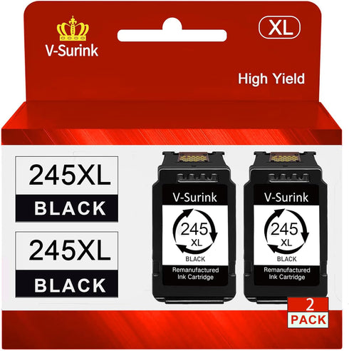 High-Yield 245XL Ink Cartridge Replacement for PG-245XL, Compatible with Pixma MX490 MX492 (2 Pack, Black)