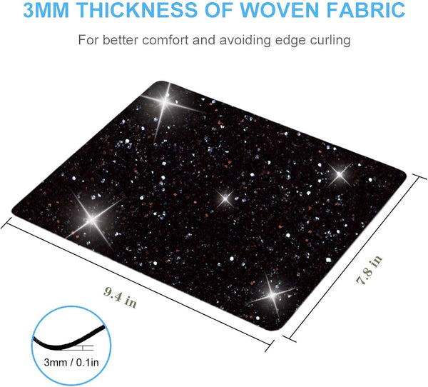 MXCVER Black Mousepad Diamond Black Glitter Sparkle Mouse pad Bling Desk Accessories Gaming Bling Rubber Pads