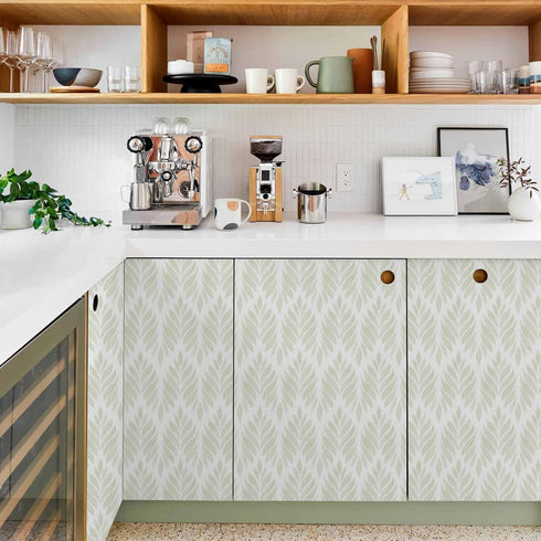 Leaf Wallpaper Peel and Stick 17.3"x197" Boho Green Removable Wallpaper