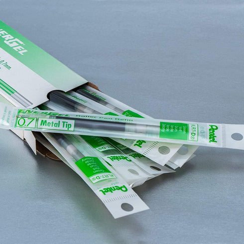 Pentel Refill Ink for BL57/BL77 EnerGel Liquid Gel Pen, 0.7mm, Green Ink, Box of 12