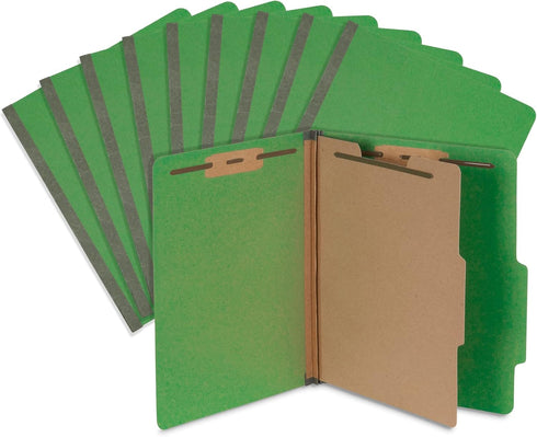 Blue Summit Supplies Classification Folders, 1-Divider, Letter Size, Green, 10 Pack with 2 Inch Tyvek Expansions