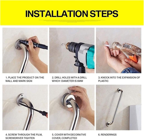 XXSLY 80cm Grab Bars Handrail Support Black Handrail- Wall Mount Stainless Steel Rustproof Toilet Shower Safety