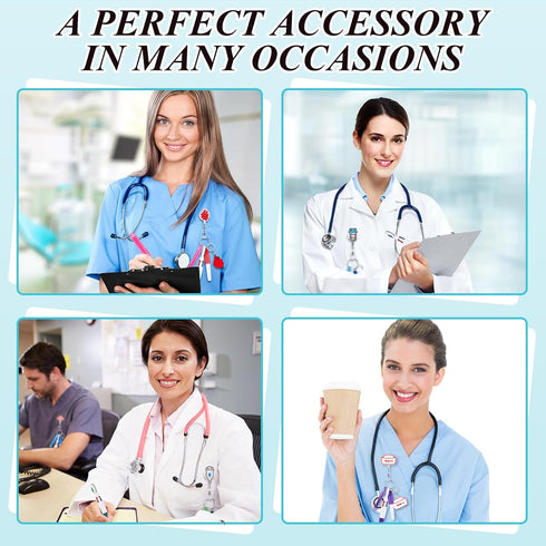 Henoyso 54 Pcs Mini Highlighter Nurse Pens Bulk with Keychain, Retractable Badge Reel, Marker Pen for Nurses Gift