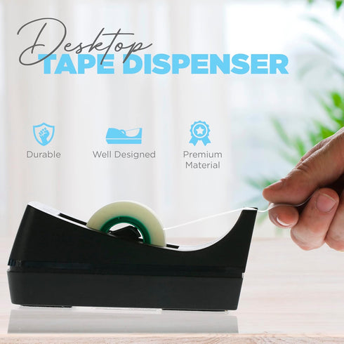 Desktop Tape Dispenser - Non-Skid Base - Weighted Tape Roll Dispenser - Perfect for Office Home School (Tape not Included) 4 Pack by Manaloom