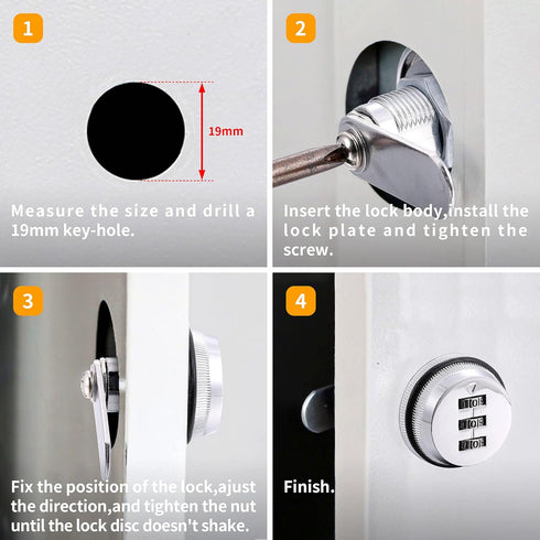 Lpraer Combination Cam Lock Security Locks Set of 2, Password Coded for Safety of Box Cabinet Drawer Mailbox