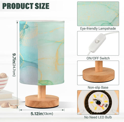 ALAZA Modern Art Marble Teal Table Lamp for Bedroom USB Port Bedside Lamp Small Nightstand Desk Lamp for Girls Boys
